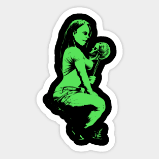 Woman and skull (green version) Sticker